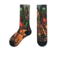 Impressão 3D Seda dourada de meias felizes Padrão personalizado Mulheres tripulantes meias sushi meias de tubo adolescente fabricante por atacado